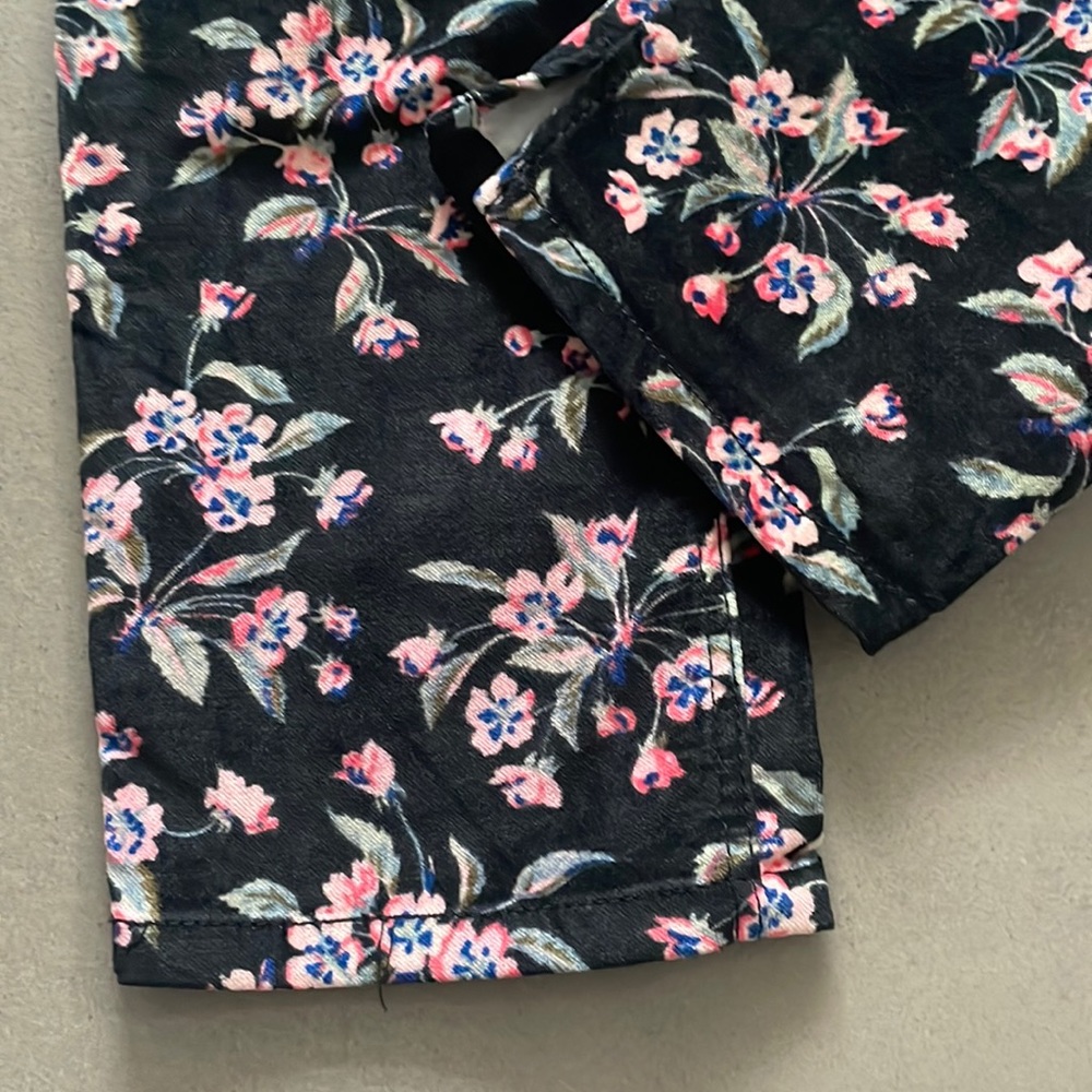 Rebecca Taylor Black Skinny Jeans with Pink Floral Print - Picture 8 of 16